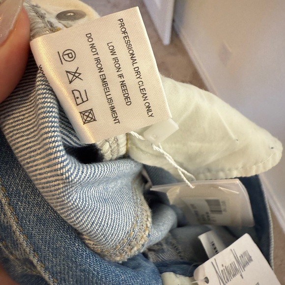 AREA Blue Crystal Heart Cutout Cropped Jeans - Picture 13 of 15